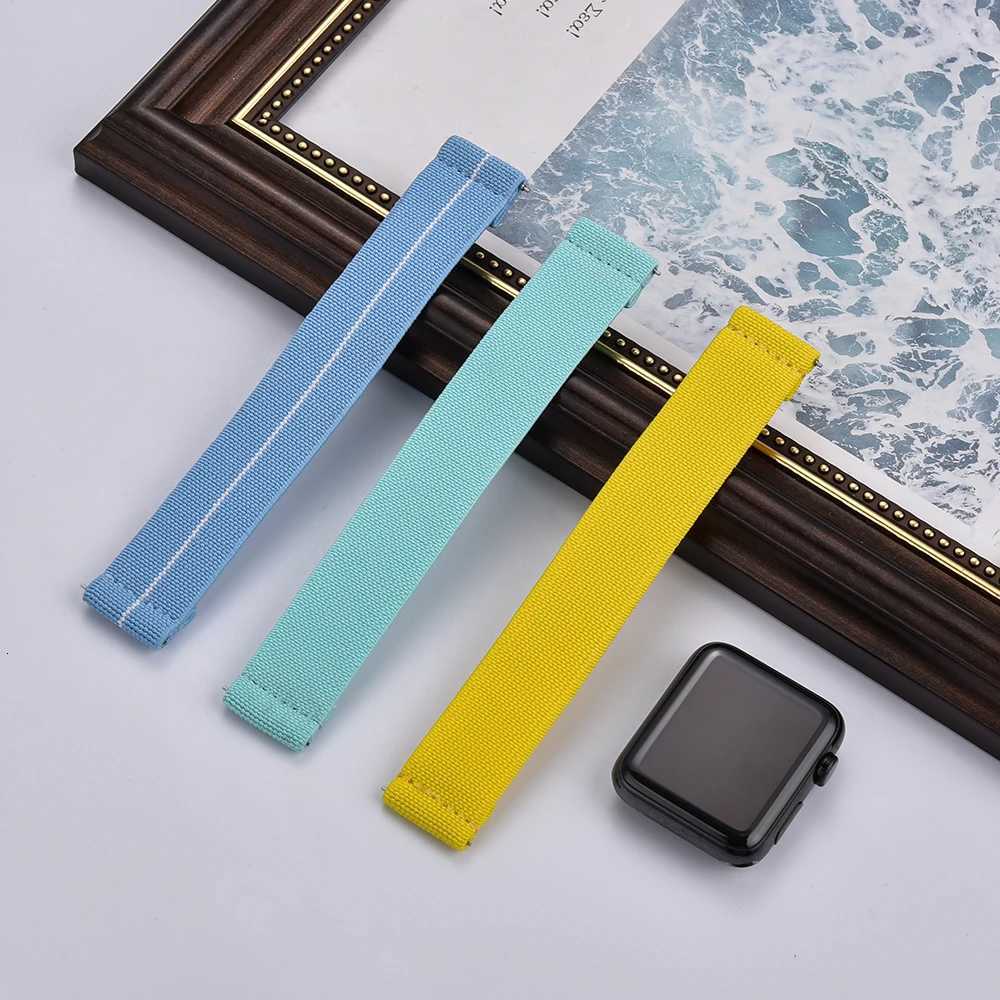 13cm Length Pale Blue Premium Grade Hook and Loop Adhesive Watch Band 18/19/20/21/22mm Nylon Watch Strap for Watch Replacement W250811