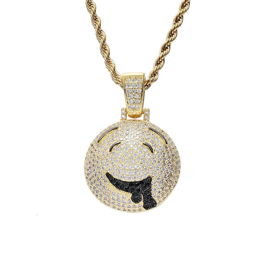 Necklace for Men Jewelry Micro Paved Moissanite chain Cartoon Drooling Face Hip Hop Pendant 111