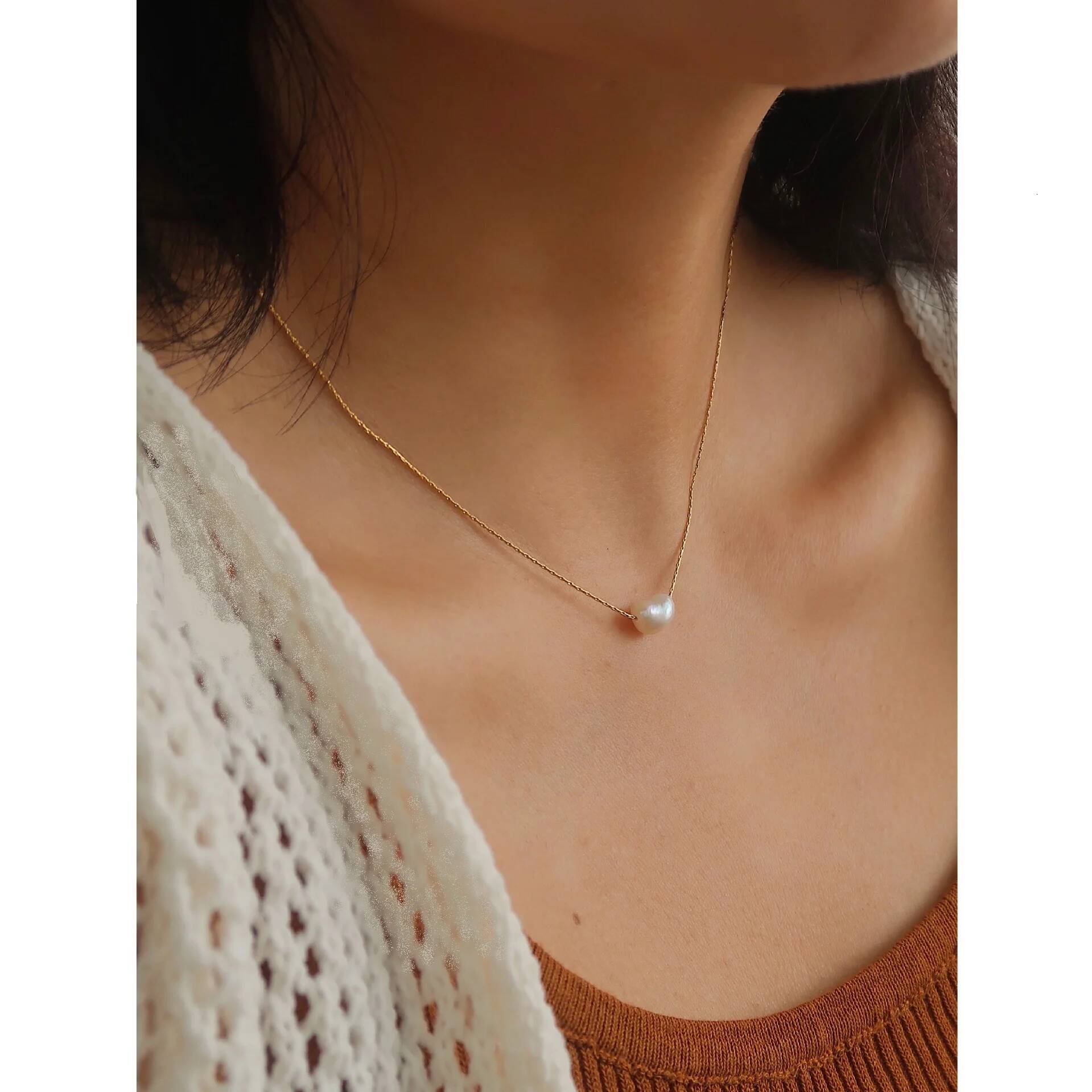 S Irregular Freshwater Pearl Pendant Minimalist Fashion Necklace Waterproof Trendy Simple Stylish Jewelry Women