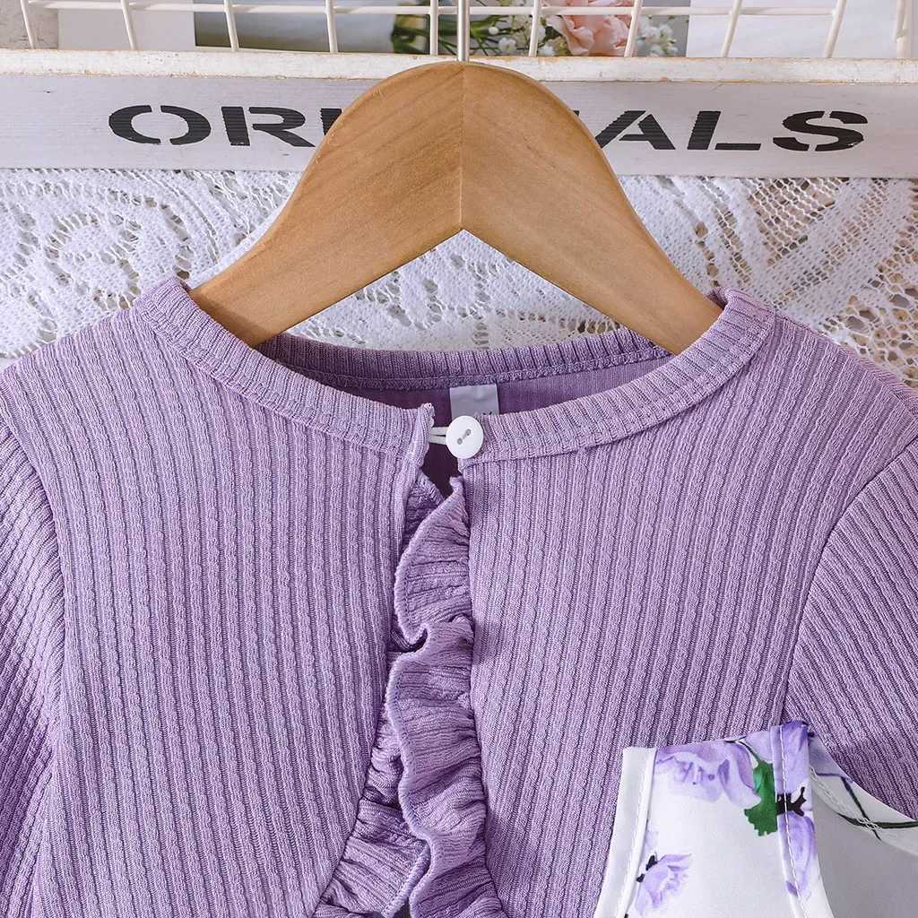 2-8 Years Old Girl Long Sleeve Coat Floral Princess Dresses Outfit Toddler Infant Clothing Set Fashion Kids Wear W250811