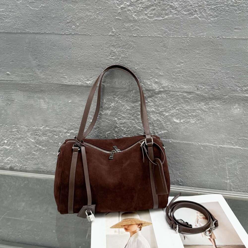 Frosted Cowhide Boston Autumn Winter New Pillow Simple Handheld Shoulder Crossbody Large Capacity Bag