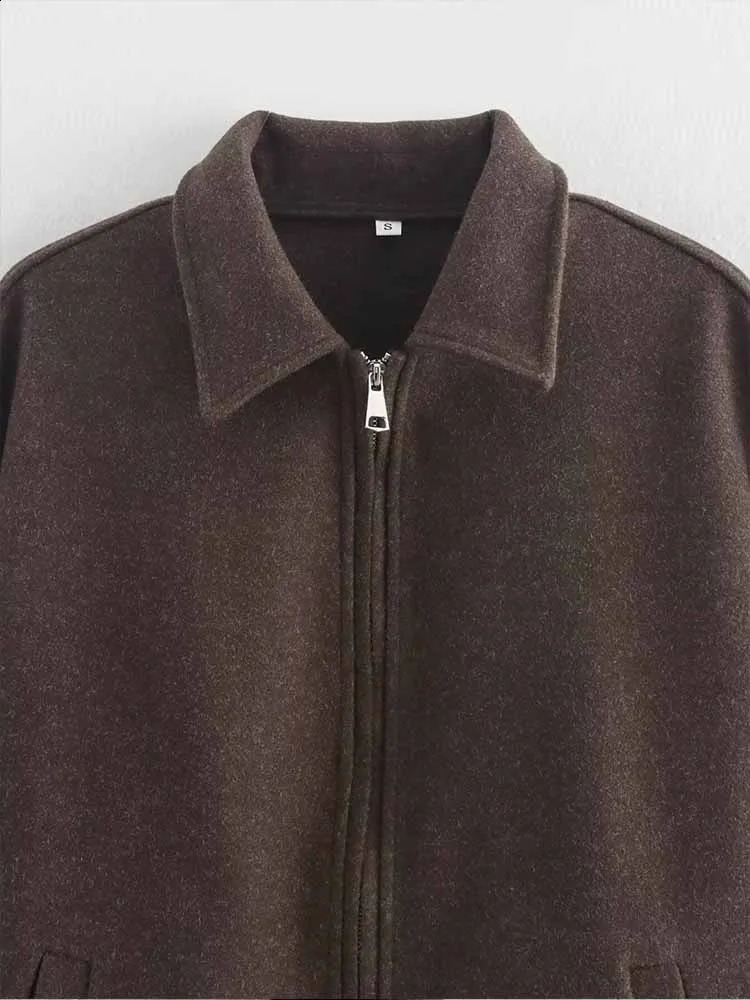 Autumn and winter fashion lapel long-sleeved zipper woolen coat European and American loose casual jacket 250805