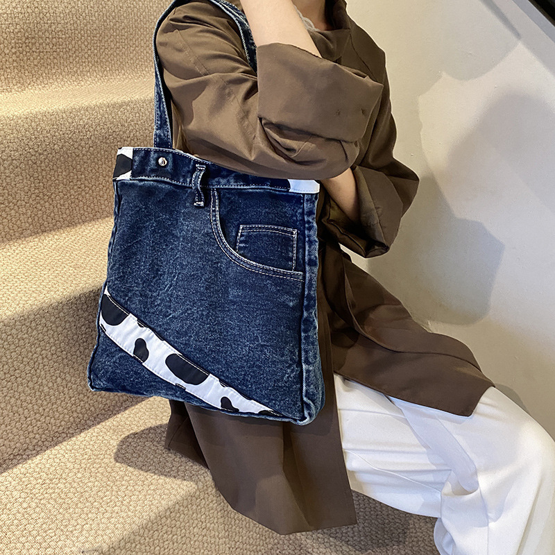 Design Denim Single Shoulder for Women New Versatile Crossbody Tote Fashion Commuter Shopping Bag
