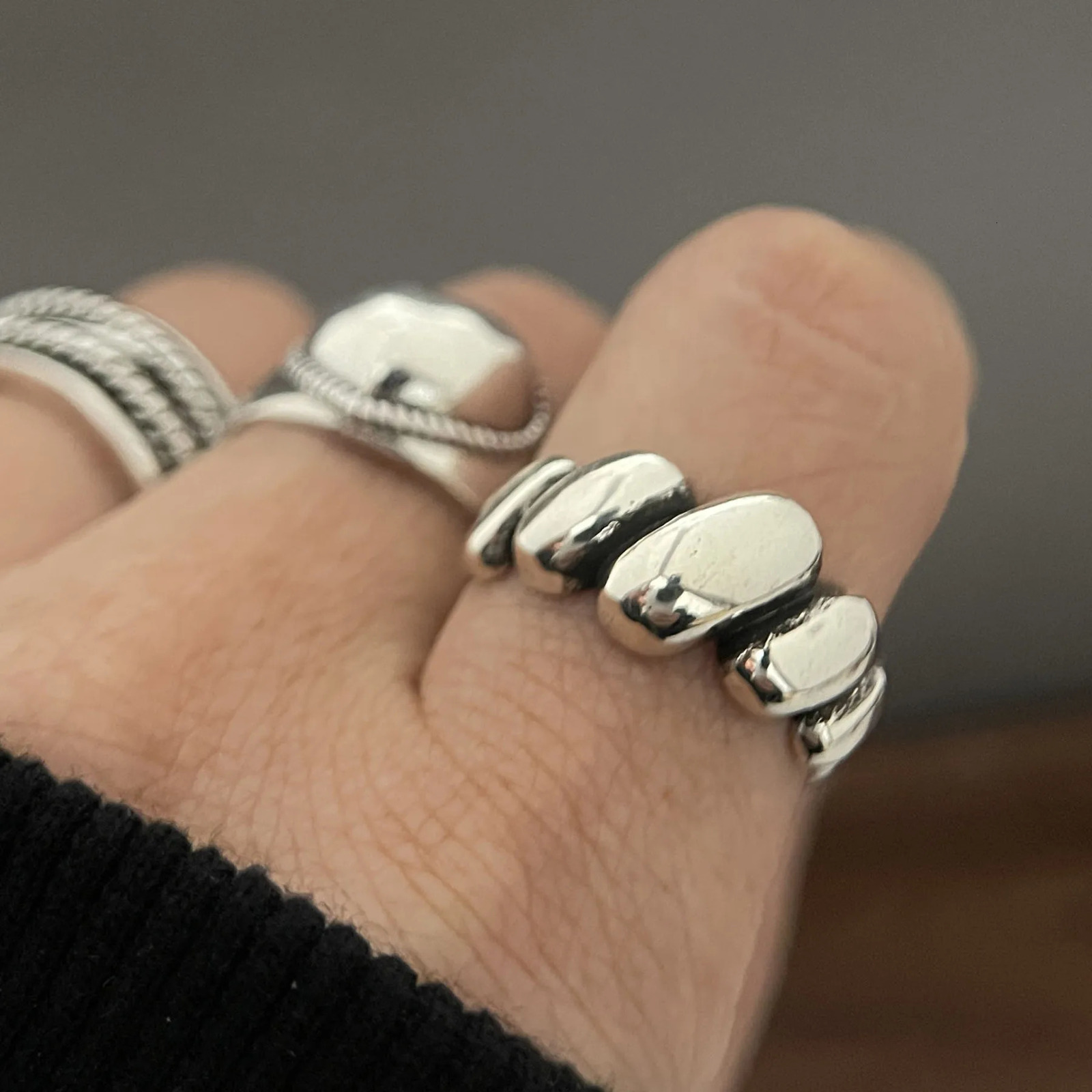 925 Sterling Silver Rings for Women Couple Minimalist Handmade Simple Retro Heart Ring Party Jewelry Gift Prevent Allergy 250805