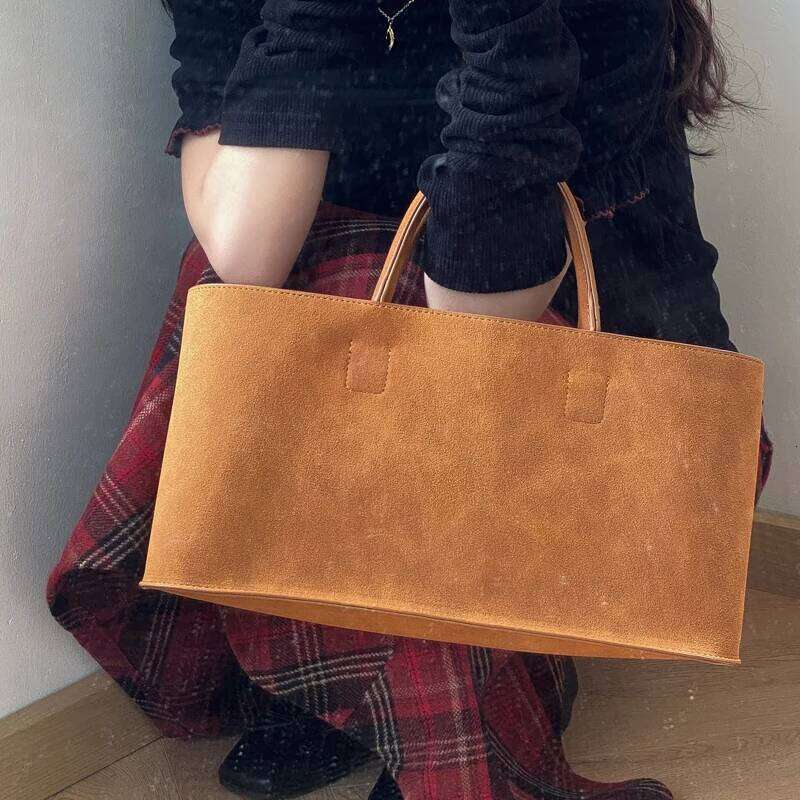 Classic Faux Suede Tote Bags For Women Designer Handbags And Purses 2024 New In Top Handle With Inner Pocket Carry Wrist