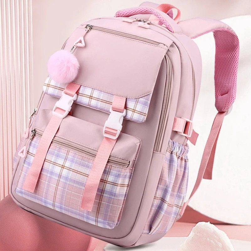High Aesthetic School Backpack for Teen Girls Cute Double Strap Bag Lightweight Casual Travel Bookbag Students 250811