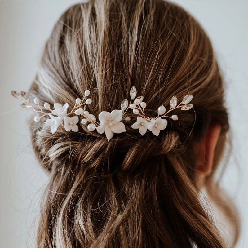 3PCS Flower Hairpin Bride Headdress For Women Pearl Mesh Ushaoped Hair Clips Fashion Girls Wedding Accessories Jewelry 250804