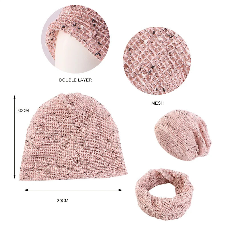 Women Double Used Beanies Caps Cotton mesh Summer Cap Thin Skullies Casual Bonnet Outdoor Hats Scarf Cap Girls Gorros 250805
