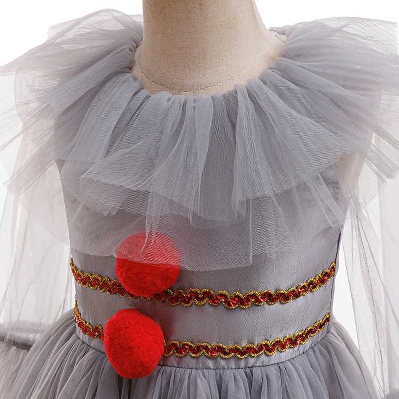 2025 Girl New Gray Clown Dress Up Childrens Witch Costume Halloween Costumes Cosplay Costume Children Performance Clothes W250811