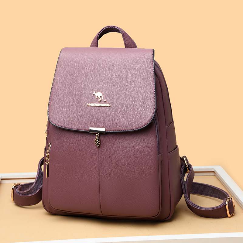 Hot Selling Soft Leather Backpack for Women, New Simple Commuter Large Capacity Backpack, Casual Travel Bag, Student School Bag ddmymoon