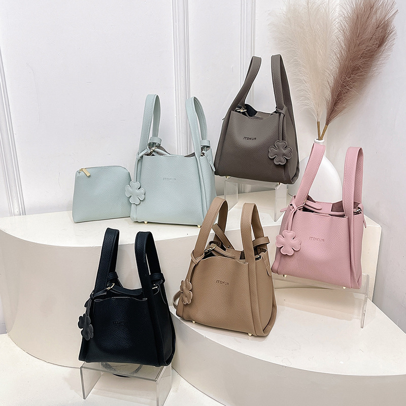 Lychee Pattern Bucket Niche Basket Handheld Women's New Simple Single Shoulder Crossbody Mother Bag ddmymoon