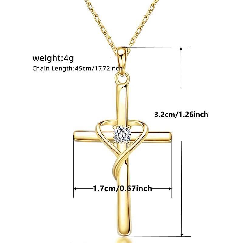 Huitan Delicate Trendy Cross Necklace Female Fashion Jewelry with Brilliant Zirconia Sier Color Pendant Accessories for Women Jewelry for Women