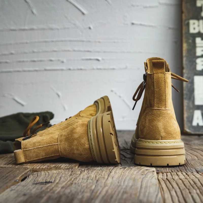 Mens High-Top Boots Genuine Leather Breathable Thi Bot Briti Sle Work Boots Trendy oes Spring Autumn W250811