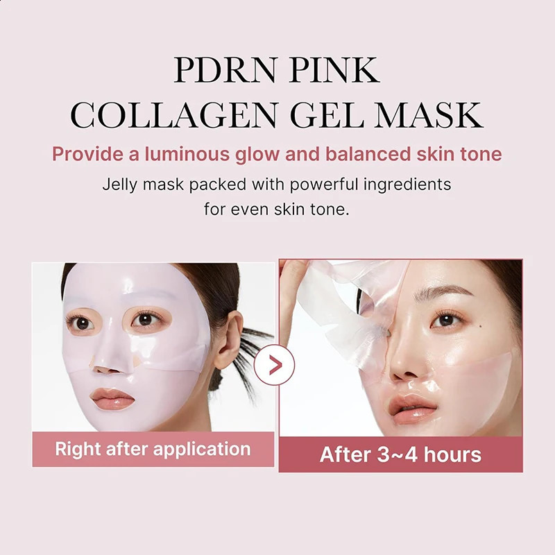 Pink Collagen Gel Salmon Pdrn Facial MaskDeep Hydrating And Hydrogel Jelly Face SheeetsBalance Skin Tone 250809