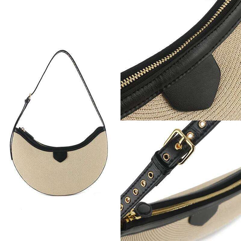2025 Spring and Summer Genuine Leather Braided Crescent Shaped Shoulder Underarm Crossbody Bag