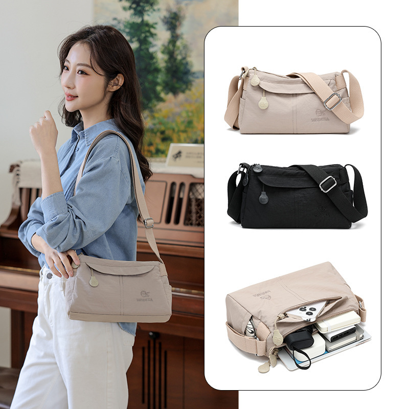Waterproof Ultra-Light Nylon for Women 2025 New Simple Outdoor Casual Multi-Layer Single Shoulder Crossbody Bag Trendy ddmymoon