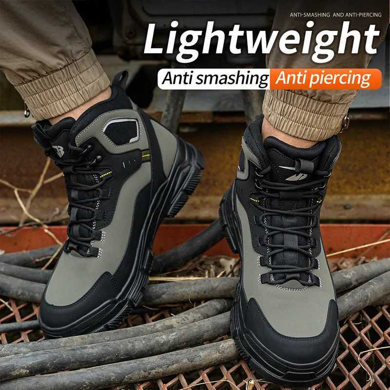 Man Safety Shoes Puncture-Proof Work Sneaker Waterproof Work Shoes Steel Toe Shoes Safety Boots Indestructible Shoes Lightweight W250811