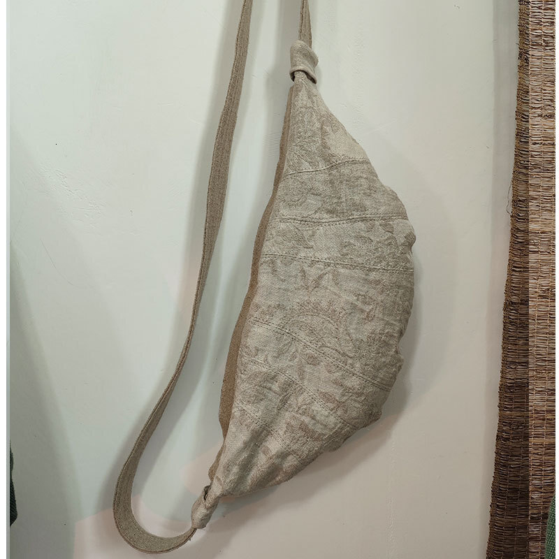 New 2025 Minimalist Art Cotton Luxury Bag, Free Shipping, Designer Linen Slanted Dumpling Canvas Bag, Niche Design, Casual Women's Armpit Handbag