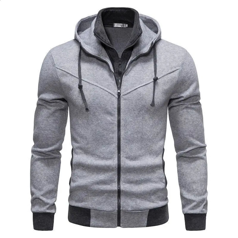 Mens Fashion Jacket Casual Slim Fit Contrasting Color Hooded Cardigan Hoodie Thin 250729