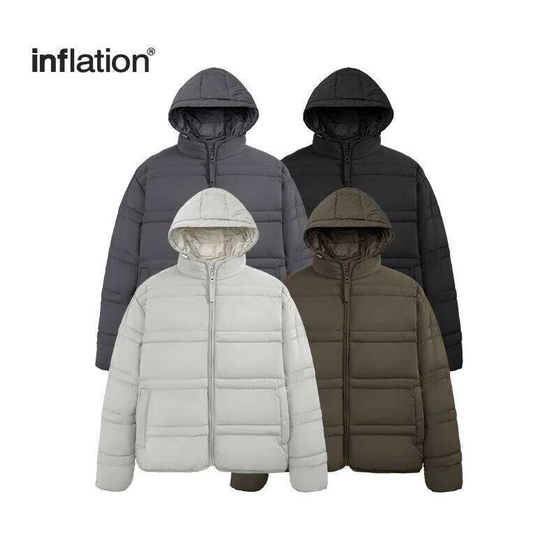IATION Water-Resistant Down Jacket Unisex Streetwear Warm Loose Fit Outerwear with Detachable Design for Men