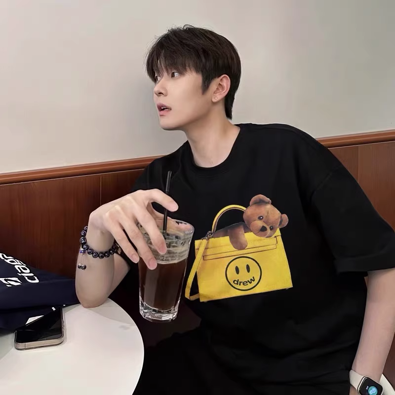 Drew House Designer luxury T shirt men's and women's T-Shirts Bag bear print