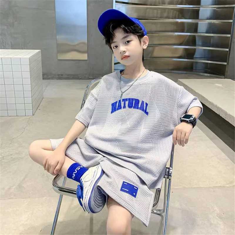 Boys Summer Casual Sets Thin Handsome T-shirt + Loose Shorts 2Pcs Kids Sportswear Loungewear Outfit Teenager Suit 5-14 Years Z250811