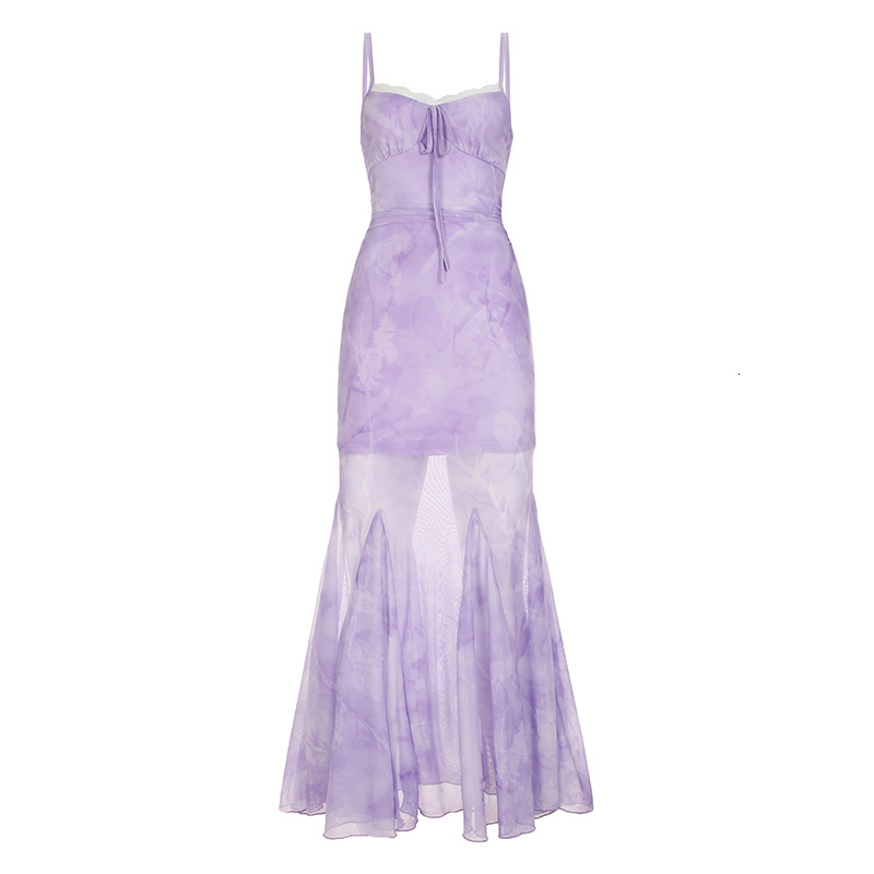 2025 Summer New Women's Spring/Summer Fresh Mint Green Mesh Belt Dress Lace Patch Chest High Waist Mermaid Princess Long Dress fashion New Design