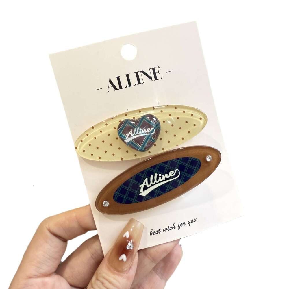 Alline New Korean Style Polka Dot Heart Duckbill Letter Plaid Side Clip Hairpin Dopamine Cute Hair Accessories