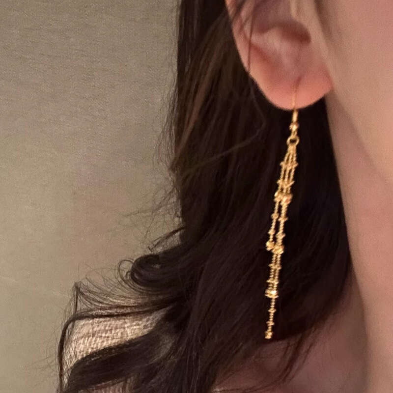 Tassel Long Chain Ear Hooks Designer 2025 New Korean Style Jewelry High-end Sense Face-slimm Earrs