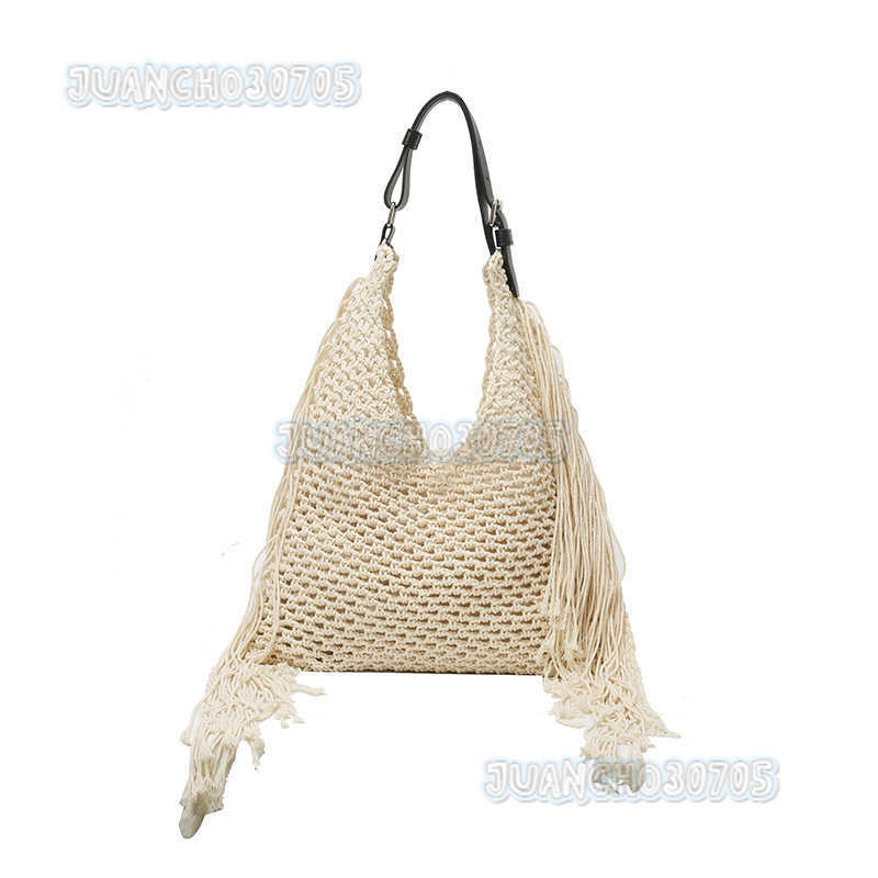 2025 New Tassel Bag for Women Hollow Handwoven Beach Bag Style Cute Ladies Shoulder Tote Bag H250809