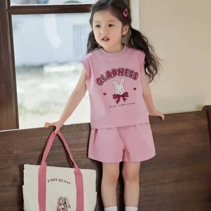 2PCS Kids Set Summer Cotton Girls Tops +Shorts Pants Baby Sleeveless Vest T-shirt Childrens Clothing Z250811