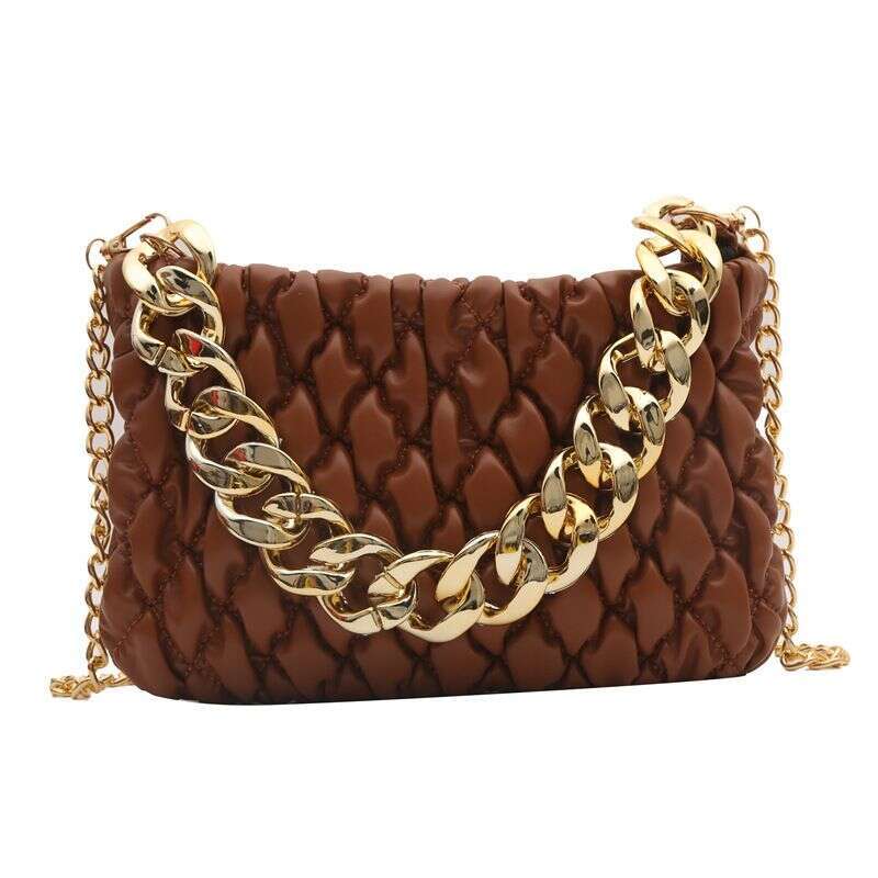 designer leisure Women's trend personality simple pleated shoulder women's fashionable texture thick chain crossbody envelope bag