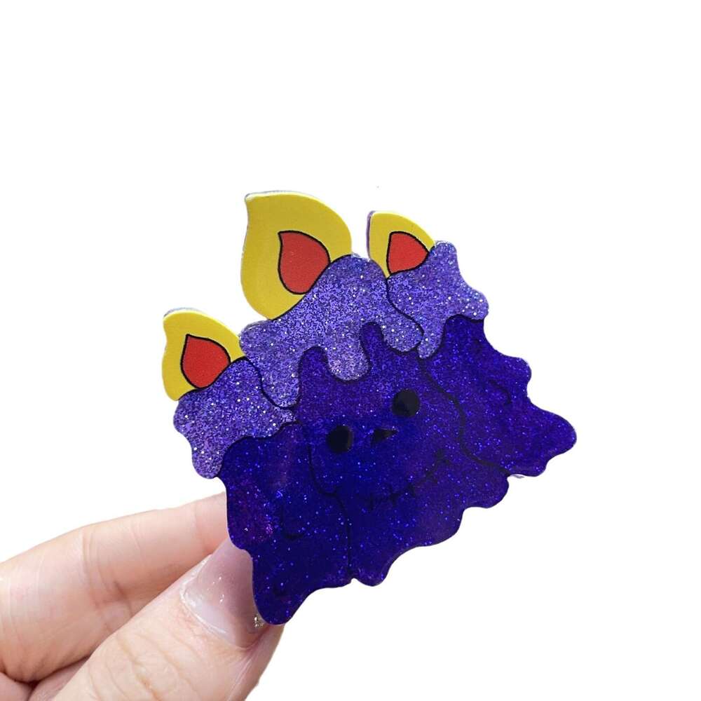 Halloween Pumpkin Acrylic Claw Magic Hat Cartoon Bat Back of Head Hair Accessory for Women