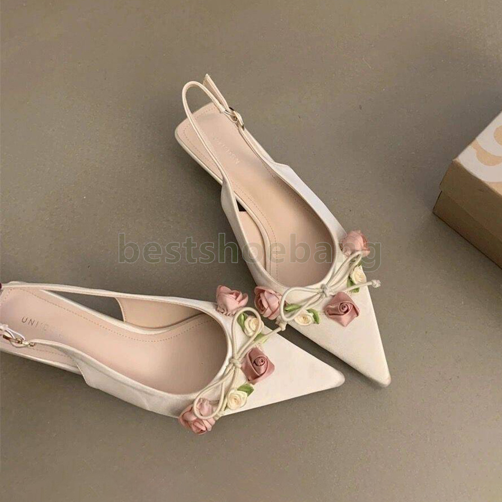 designer loafers womens kitten heels slingbacks spring summer shallow mouth pointed toes fashion women luxury sandals size 35-40