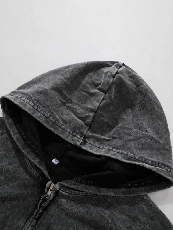 European and American cross-border American retro zipper hooded sweatshirt printed street dark unisex loose worn jacket