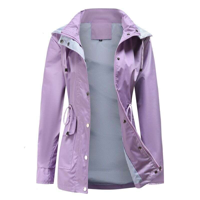 Women's Clothing New Autumn And Winter Detachable Hood Windbreaker Women Clothing Large Size Women's Jacket Raincoat