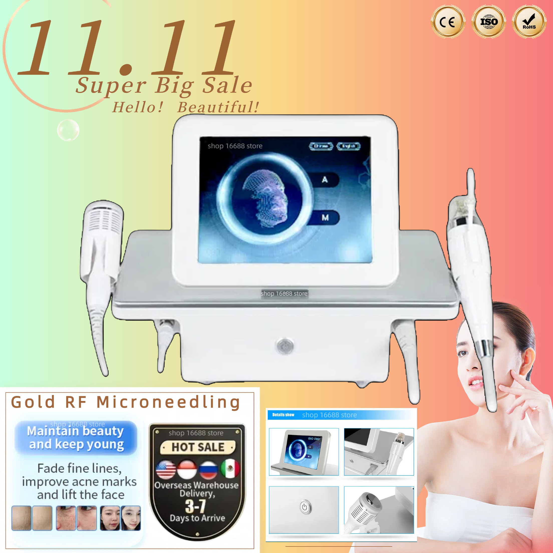 Stretch Mark Remover Micro Needling Beauty Salon Skin Fractional Micro Needle Therapy Equipment for Skin Firming & Wrinkle Reduction in Salons