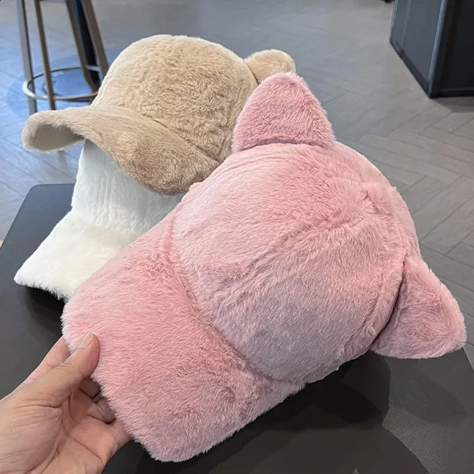 Cat Ears Baseball Cap for Women Autumn Winter Warm Hat Plush Duck Tongue Cap Cartoon Fashion Rebound Cap Adjustable Leisure Hat 250808