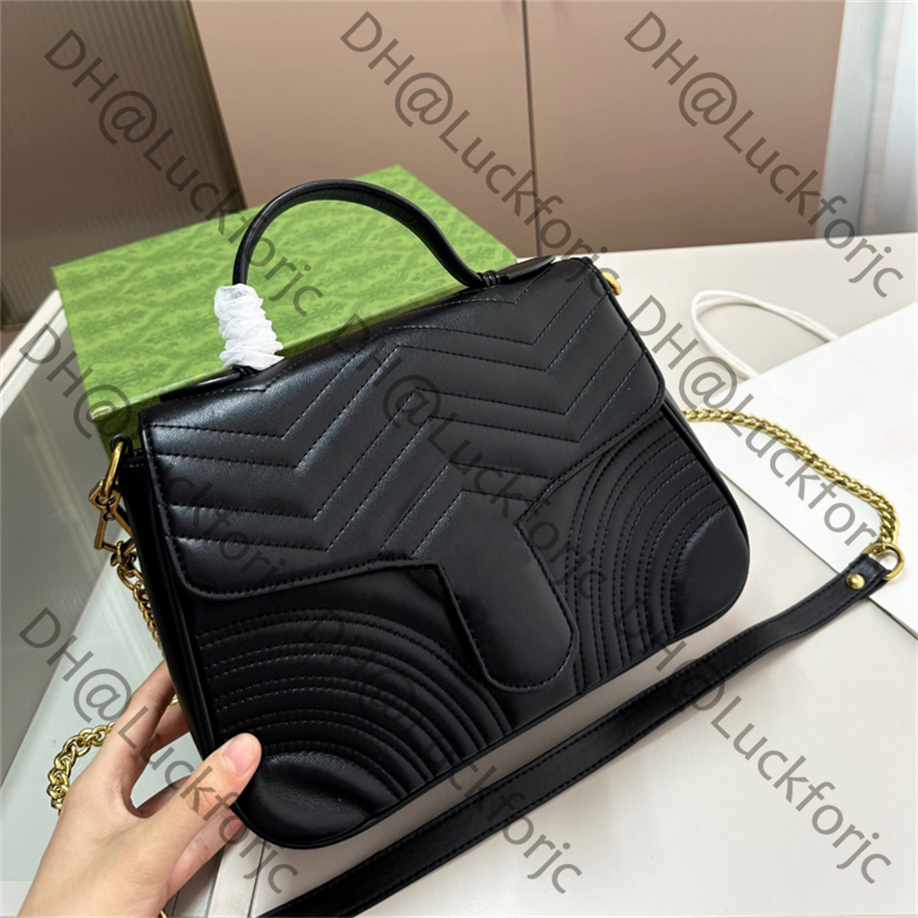Women Designer Marmont Top Handle Flap Bag Luxury Matelasse Leather Mini Shoulder Bag Cosmetic Bags Size 26x17cm