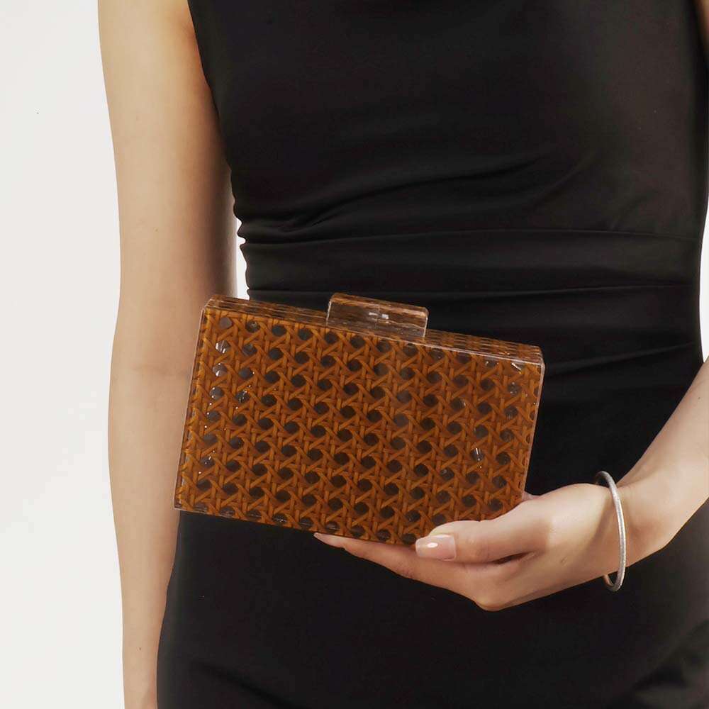 2023 Evening Rattan Woven Trendy Acrylic Single Shoulder Chain Bag for Women