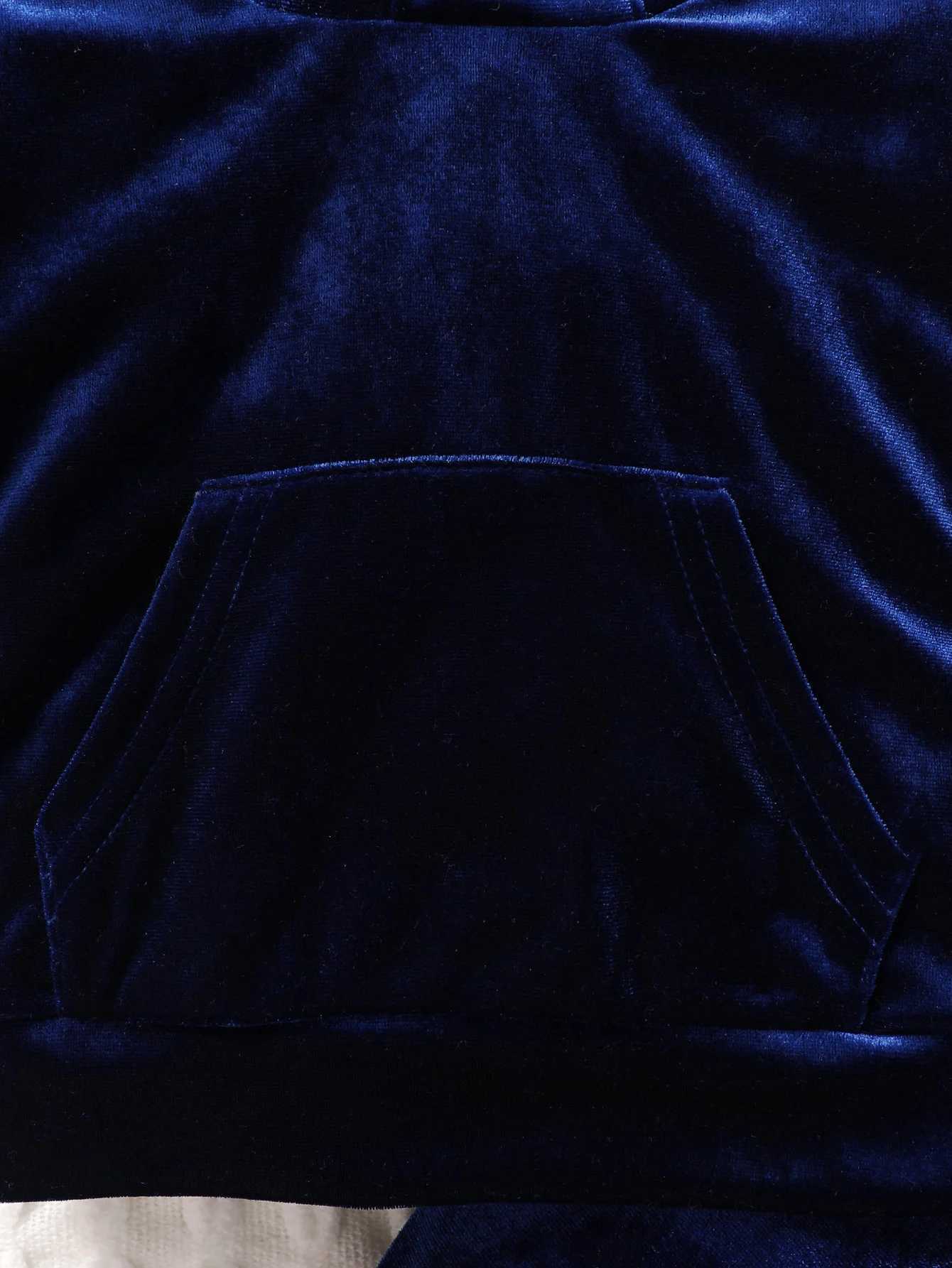 Boys Velvet Set Long Sleeve Hooded Ears Big Pocket Hoodie+Long Sleeve Casual Simple Versatile Velvet Two Piece Set Prince Z250811