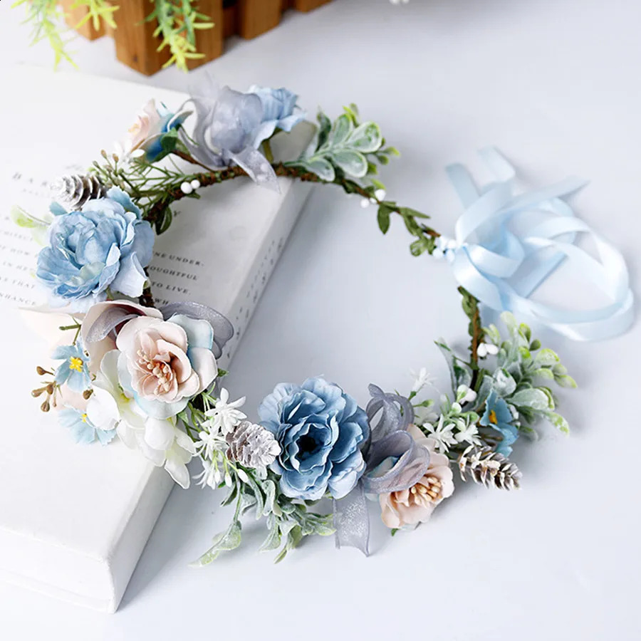 Bride bridesmaid Wreath Crown Festival Headband Women Hair Accessories Headdress Girl Floral Garland Wedding Headwear 250804