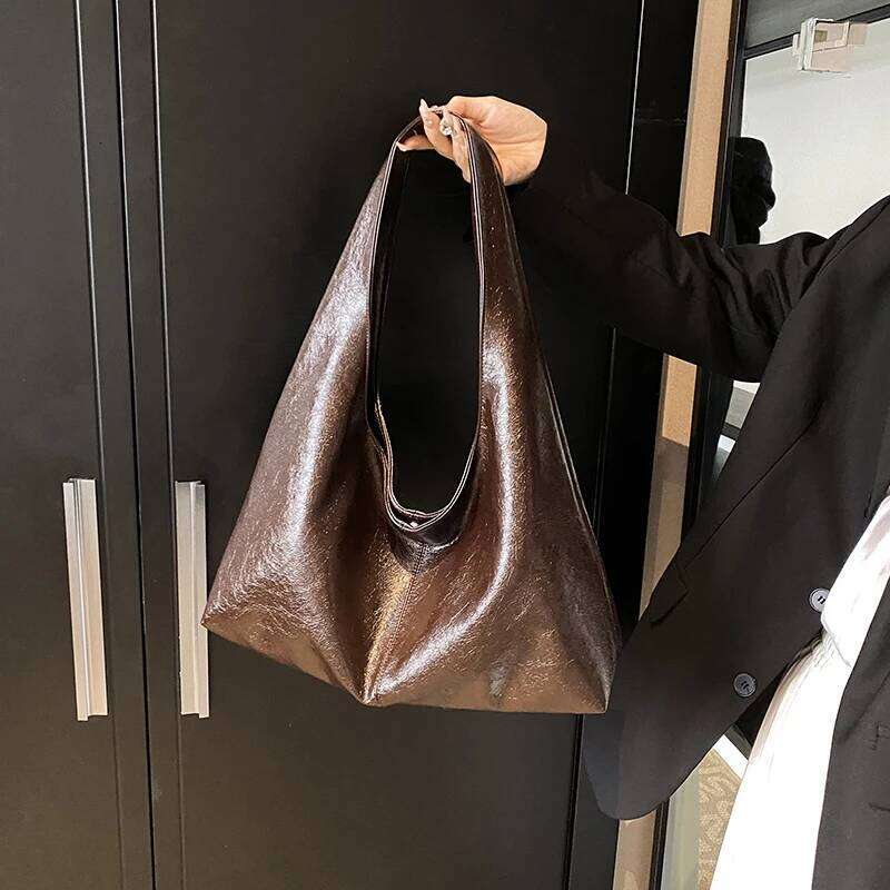 MOODS Retro Shoulder Bags For Women Soft PU Leather Pure Color Underarm Hobo Bag Big Capacity Shopper Totes 2024 Handbags