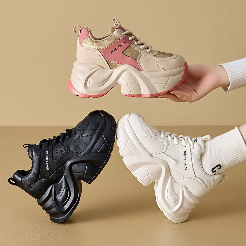 High-End Style Outdoor 2025 Designer Shoe Autumn New Thick-Soled Height-Increasing Dad Sneakers for Women Casual Genuine Leather Sports Shoes