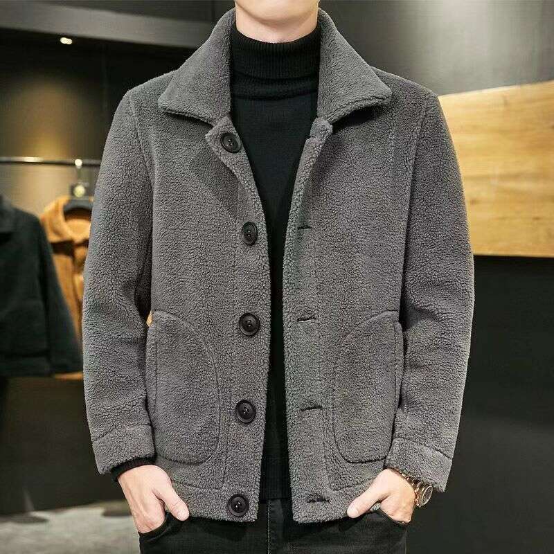 Men's Clothing New Style Fur Double Sided Sheep Shearling Thick Warm Version Of The Granular Fleece Men's Jacket