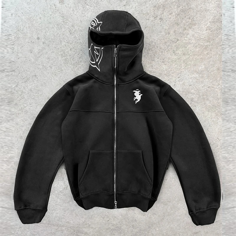 Embroidery Graphic Streetwear Hoodie Y2K Harajuku Hip Hop Retro Oversized Hoodie Mens Womens Rock Gothic Pullover Hoodie Clothes 250811