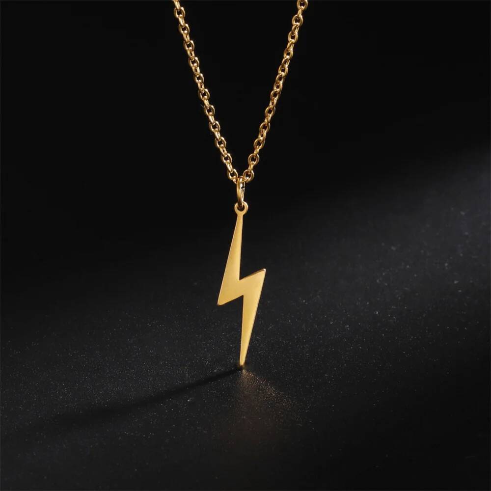 Lighing Pendant Chain Geometric Stainless Steel Simple Necklace for Women Men Party Ornament Jewelry Accessories