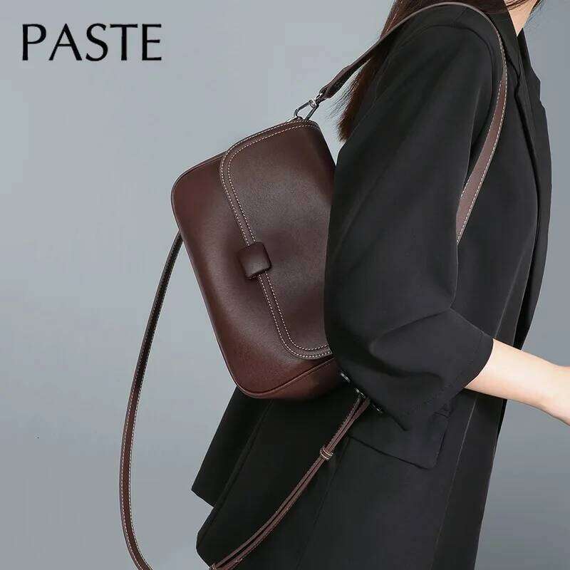 Hit Thread Design Coffee Color Women Messenger Casual Cowhide Leather Female Crossbody Bag High Quality Purse