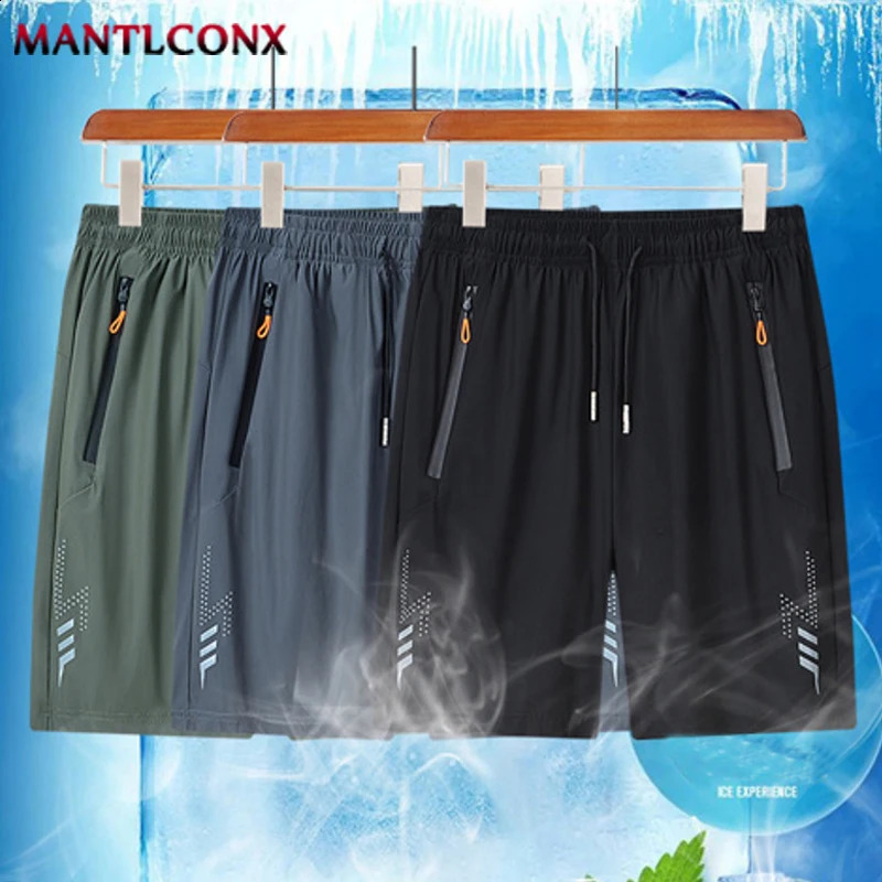 Solid Mens Beach Shorts Sports Short Pants Jogging Running Quick Dry Board Men Summer Thin Zipper Pockets Loose Bottom 250729
