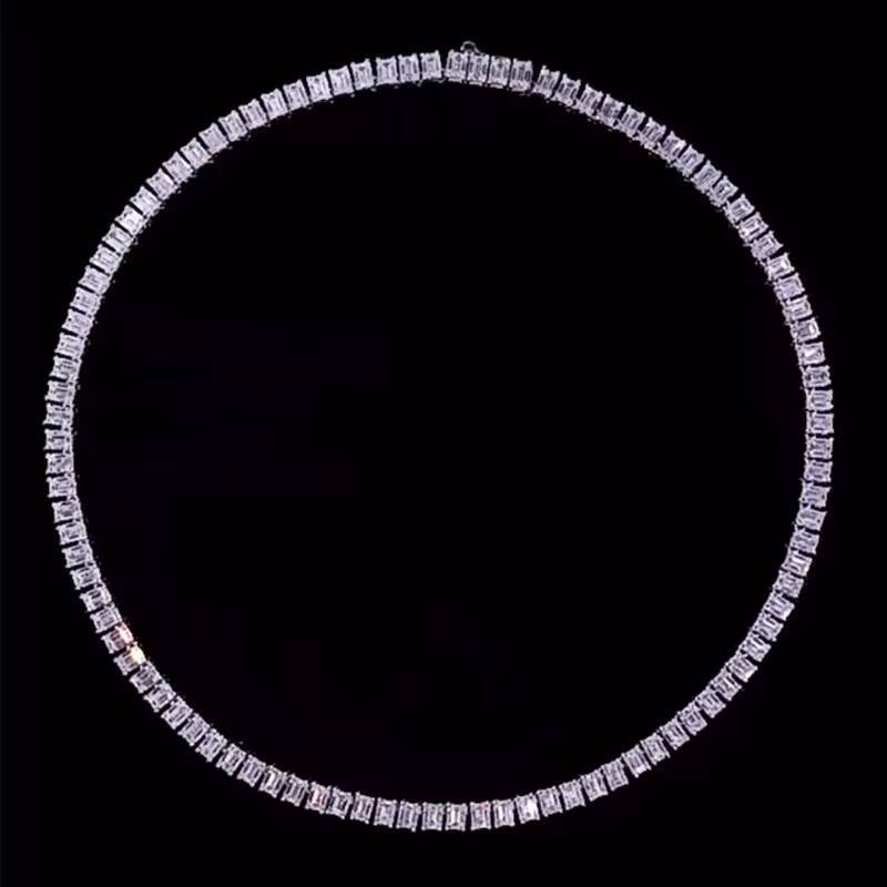 Classic White Gold Initial Necklace for Men and Women Lab Diamond Tennis Chain Wedding and Gift-Friendly Couples Necklace